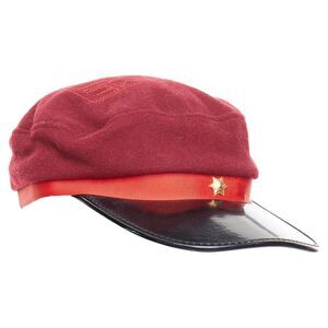 Pre Loved Comme Des Garcons Vintage Military Style Hat Star Accent Men red | red